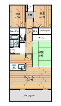 売りマンション　永井川　グラン・コート南福島駅前 3LDK、価格1580万円、専有面積64.98m<sup>2</sup>、バルコニー面積11.16m<sup>2</sup> 