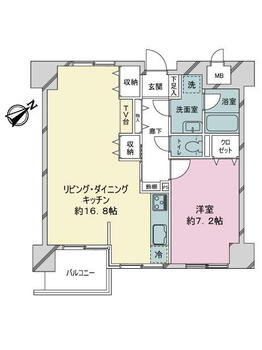 プロスペールのぞみ 1LDK、価格1380万円、専有面積56.94m<sup>2</sup>、バルコニー面積4.08m<sup>2</sup> 