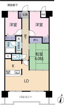 サンシティ会津旭町 3LDK、価格1280万円、専有面積60.71m<sup>2</sup> 和洋室が両方揃っております！洋室でインテリアを楽しみ、静かな和室でゆっくりと安らぐ、そんな暮らしができる間取りとなっております♪