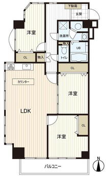 サンロードマンション東八番丁 3LDK、価格2580万円、専有面積88.83m<sup>2</sup>、バルコニー面積7.08m<sup>2</sup> 間取図