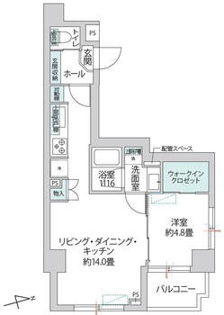 レフィーズ上野 1LDK、価格4680万円、専有面積40.7m<sup>2</sup>、バルコニー面積3.28m<sup>2</sup> 2階の40.70平米1LDKのお部屋。