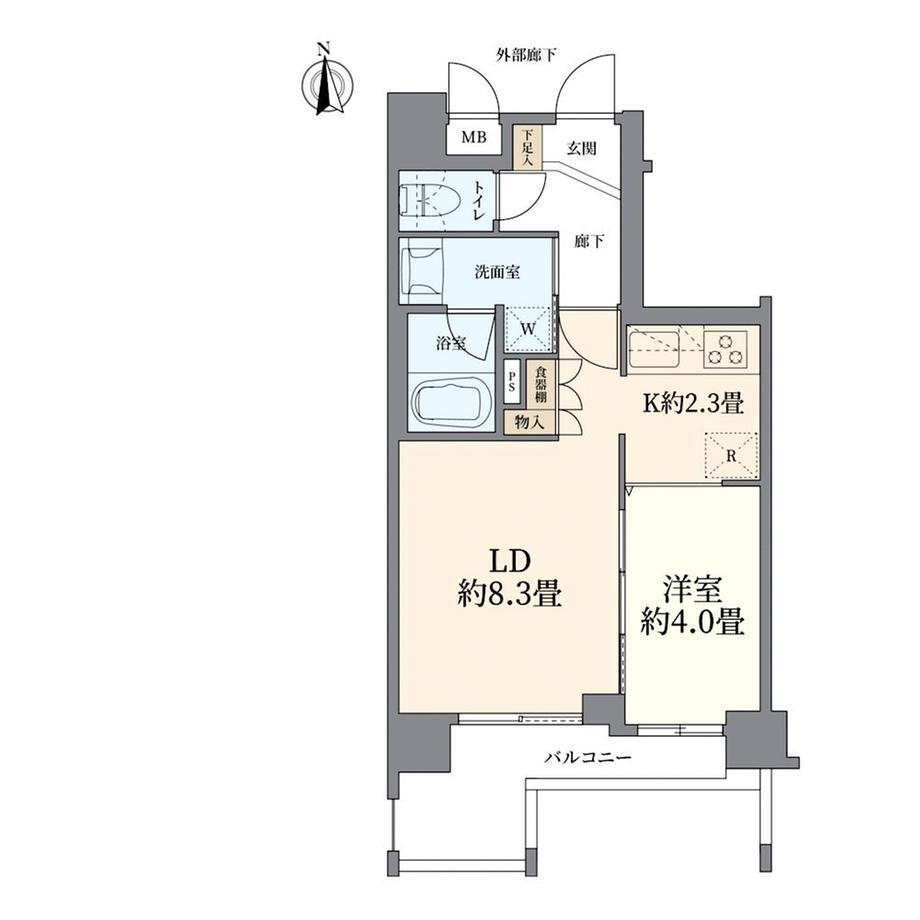 ラ・グラース板橋区役所前 1LDK、価格3980万円、専有面積36.27m<sup>2</sup>、バルコニー面積6.29m<sup>2</sup> 