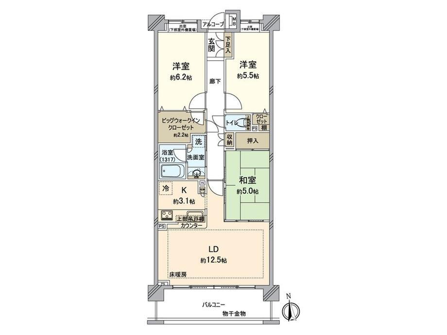 クレストグランディオ横浜　サウスコート 5階 3LDK 物件詳細