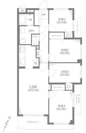 エクセルせんげん台　３０１号室 3階 4LDK 物件詳細