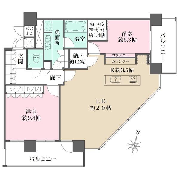 パークタワー横濱ポートサイド 23階 2LDK 物件詳細