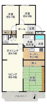 川越グリーンパーク　Ｇ－２棟 3LDK、価格600万円、専有面積73.06m<sup>2</sup>、バルコニー面積7.99m<sup>2</sup> 