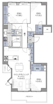 イトーピア綱島コンドミニアム 3LDK、価格4799万円、専有面積91.26m<sup>2</sup>、バルコニー面積22.31m<sup>2</sup> 