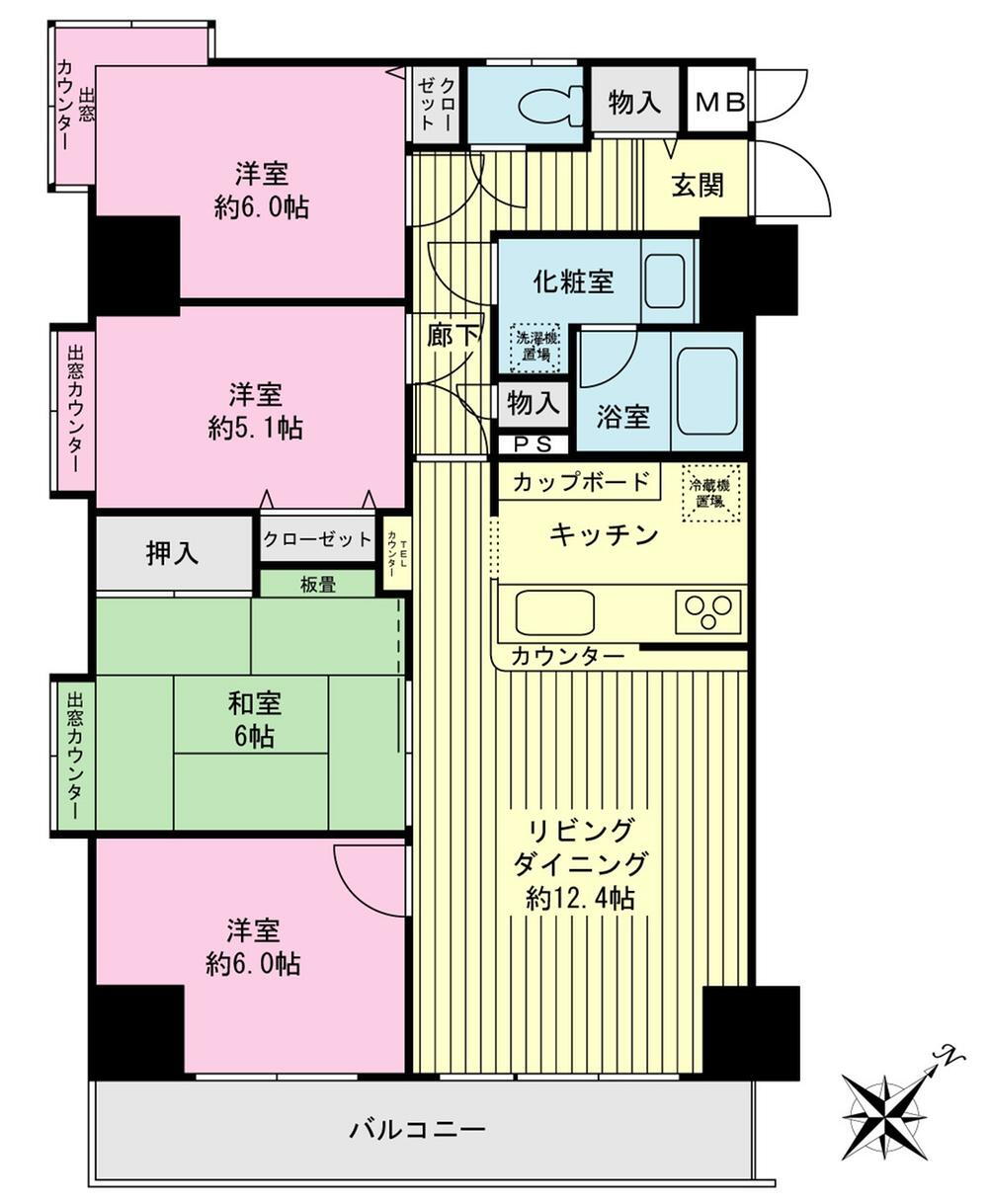 ダイアパレスウィザス追浜 4階 4LDK 物件詳細