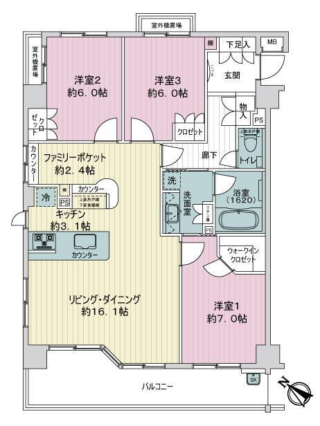 グランアジール都筑ふれあいの丘 2階 3LDK 物件詳細