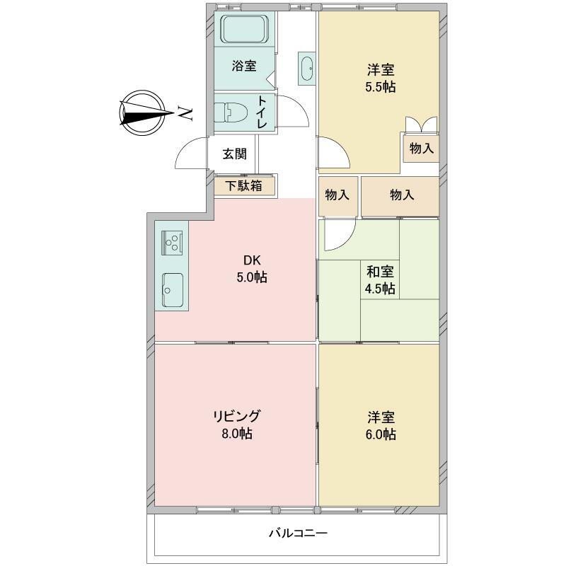葉桜マンション 5階 3LDK 物件詳細