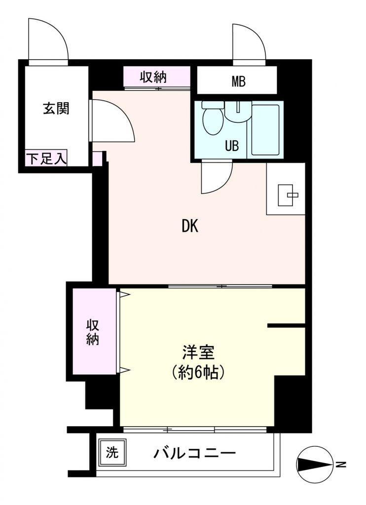 ヴェラハイツ新宿 1DK、価格1930万円、専有面積33.34m<sup>2</sup>、バルコニー面積3.61m<sup>2</sup> 1DK・東向きのお部屋です。