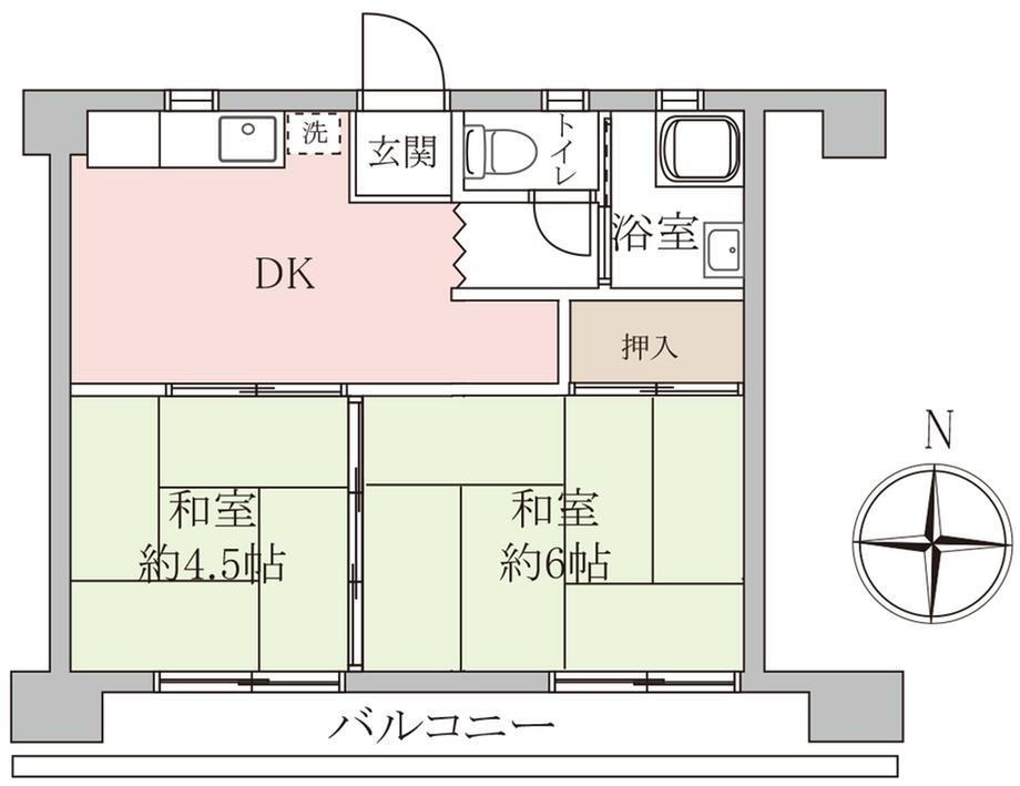 大和コーポ 2DK、価格1350万円、専有面積34.02m<sup>2</sup>、バルコニー面積5.04m<sup>2</sup> 8階南向きにつき陽当たり良好！