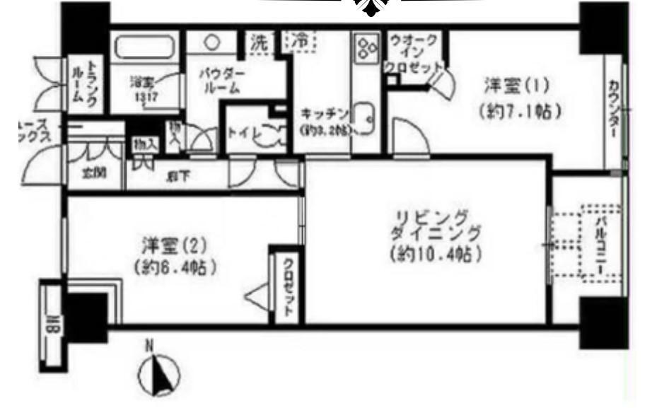 東新宿レジデンシャルタワー（９階） 2LDK、価格1億2180万円、専有面積62.04m<sup>2</sup>、バルコニー面積4.8m<sup>2</sup> 