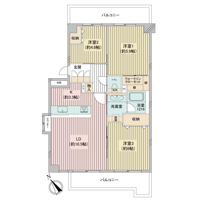 東建ニューハイツ入間 8階 3LDK 物件詳細