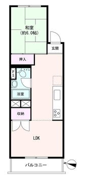 江古田第２ローヤルコーポ　Ａ棟 1LDK、価格1680万円、専有面積38.83m<sup>2</sup>、バルコニー面積4.56m<sup>2</sup> 間取図