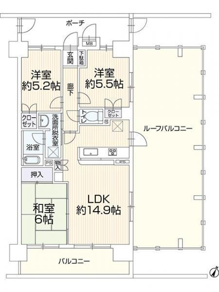 グリーンコーポ津田沼タウンヒルズ　８０６ 8階 3LDK 物件詳細