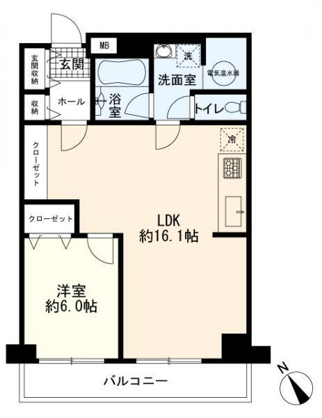 南大井アーバンハイツ 1LDK、価格4580万円、専有面積55.95m<sup>2</sup>、バルコニー面積8.4m<sup>2</sup> １ＬＤＫ