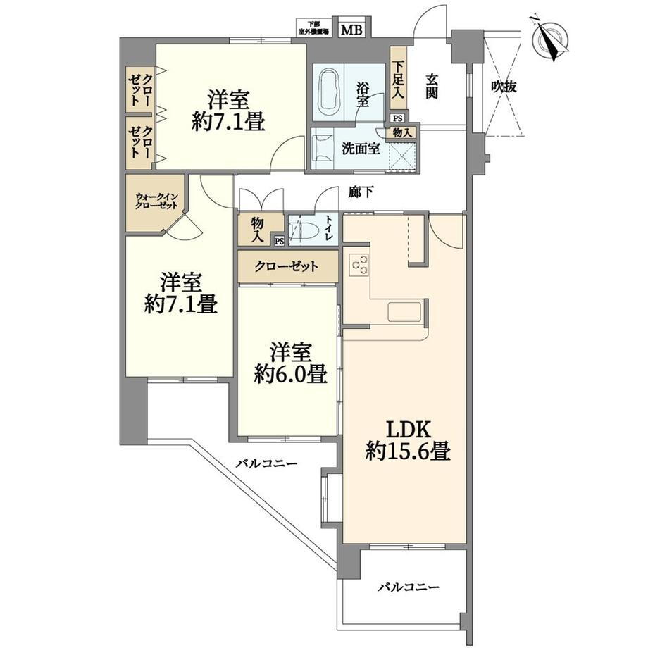 ランドシティ横濱山手参番館 6階 3LDK 物件詳細