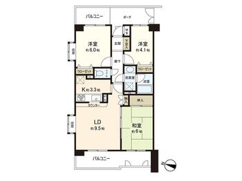 コスモ船橋滝不動 3LDK、価格1880万円、専有面積62.16m<sup>2</sup>、バルコニー面積13.2m<sup>2</sup> 