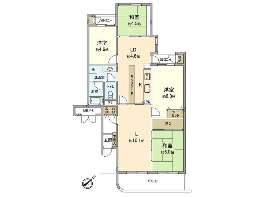 かしの木台ハイツ７号棟 4階 4LDK 物件詳細