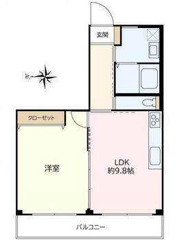 青木橋スカイハイツ 1LDK、価格1999万円、専有面積45.13m<sup>2</sup>、バルコニー面積8.89m<sup>2</sup> ※図面と現況が相違する場合、現況優先と致します。