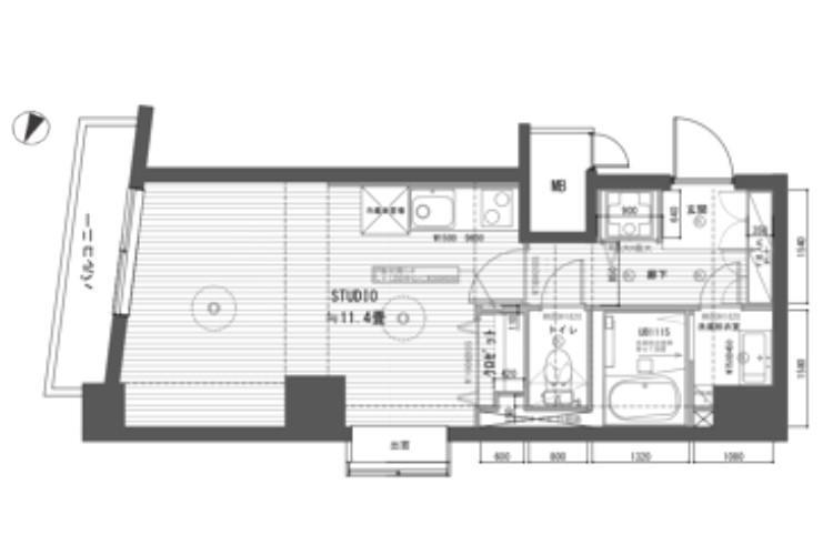 ライオンズマンション白山駅前 1K、価格3680万円、専有面積32m<sup>2</sup>、バルコニー面積8.72m<sup>2</sup> 広々、11.4畳の洋室で使い勝手自由自在！