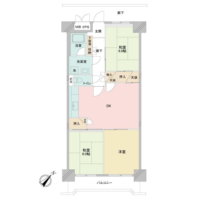 富士見ニューライフ 6階 3DK 物件詳細