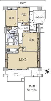 ハートスクエア２１朝霞 3LDK、価格2980万円、専有面積83.46m<sup>2</sup>、バルコニー面積31.59m<sup>2</sup> 