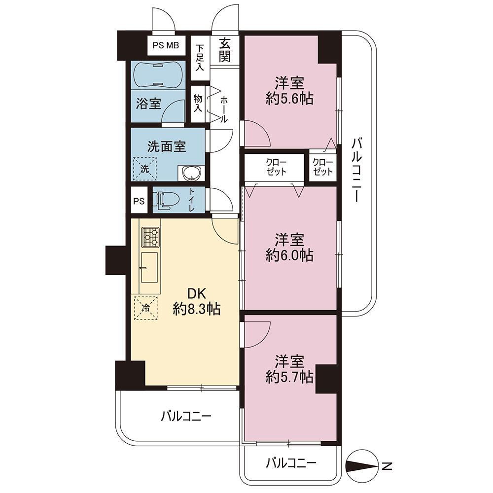ネオマイム上大岡壱番館 2階 3DK 物件詳細
