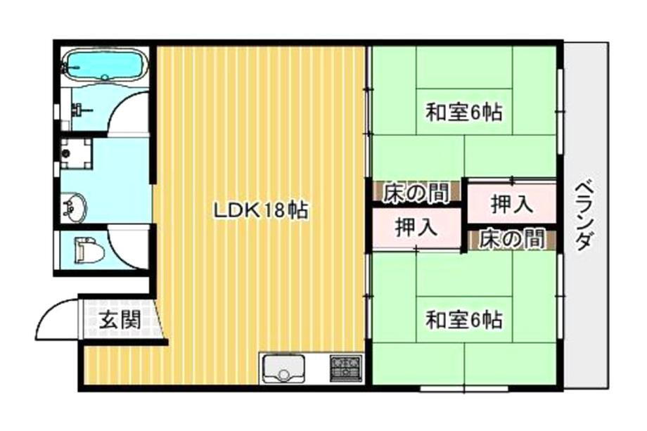 古庄マンション 2LDK、価格980万円、専有面積54.22m<sup>2</sup> 