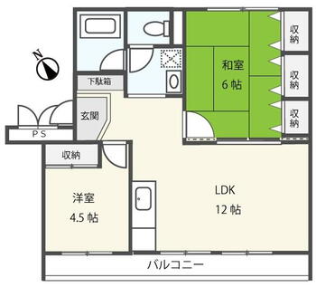 中野島住宅４－５０５ 2LDK、価格1880万円、専有面積57.16m<sup>2</sup>、バルコニー面積8.1m<sup>2</sup> 使いやすい2LDK仕様