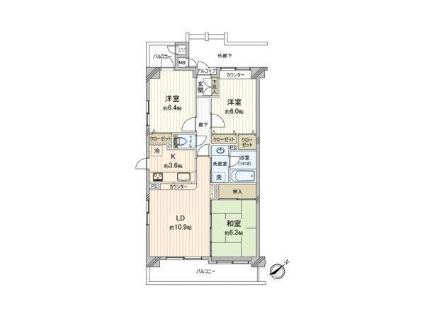 セトルコート調布 5階 3LDK 物件詳細