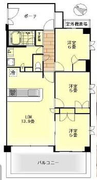 ヴェレーナ横浜磯子 3LDK、価格3480万円、専有面積65.88m<sup>2</sup>、バルコニー面積10.85m<sup>2</sup> 