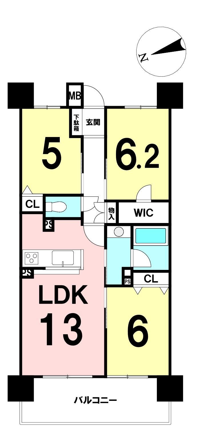 クリオ衣笠フィルソーレ　６階部分 6階 3LDK 物件詳細