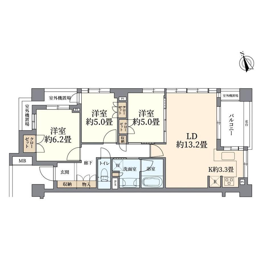 ライオンズ立川錦町レジデンス 3LDK、価格4999万円、専有面積75.22m<sup>2</sup>、バルコニー面積6.01m<sup>2</sup> 室内空室の為、お気軽にご内見可能です！