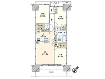 ザ・フォレシス 3LDK、価格3780万円、専有面積68.88m<sup>2</sup>、バルコニー面積12m<sup>2</sup> 間取図