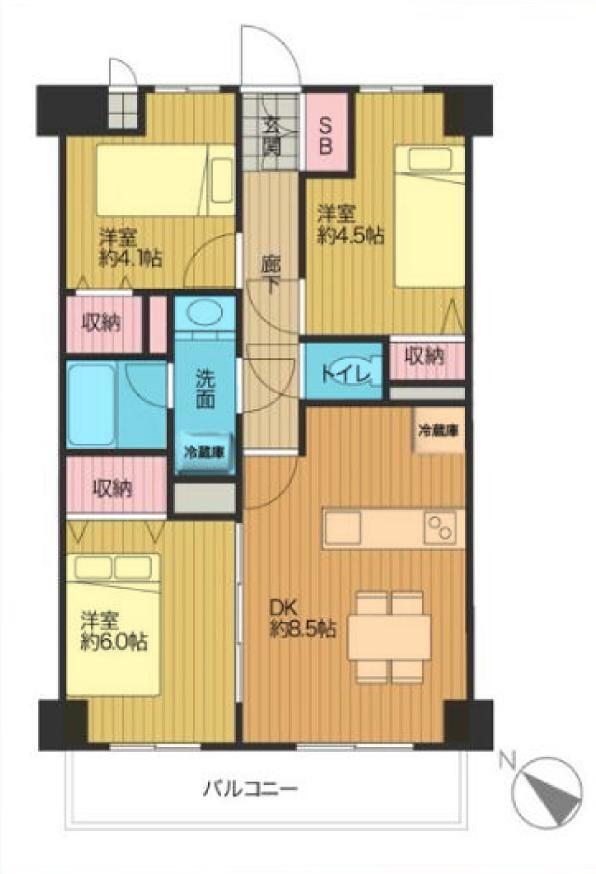 ライオンズマンション坂戸 3DK、価格1399万円、専有面積54.87m<sup>2</sup>、バルコニー面積6.88m<sup>2</sup> 全居室収納付きの3DKです。令和5年9月リフォーム完成済みです。