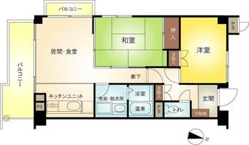 フジタ第９箱根山マンション 2LDK、価格520万円、専有面積56.11m<sup>2</sup>、バルコニー面積8.65m<sup>2</sup> 