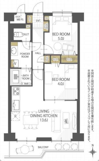 江古田パークマンションＡ 3DK、価格4290万円、専有面積52.38m<sup>2</sup>、バルコニー面積6.08m<sup>2</sup> 南向きバルコニー付きで陽当り・通風良好！約9.3帖のDKは、隣接する洋室2部屋の扉を開放して一体利用も可能。約17.8帖の広々とした空間としてご利用いただけます。
