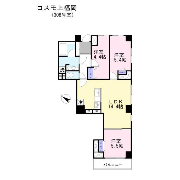 コスモ上福岡３０８号室 3LDK、価格1790万円、専有面積65.82m<sup>2</sup> 