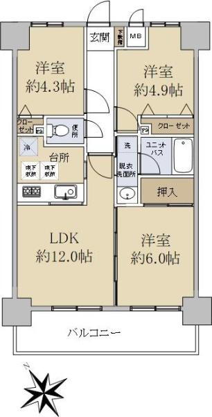 サンライズ相模原Ⅱ 4階 3LDK 物件詳細