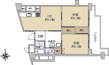 上高田４丁目団地１号棟 2DK、価格2790万円、専有面積50.6m<sup>2</sup>、バルコニー面積1m<sup>2</sup> 