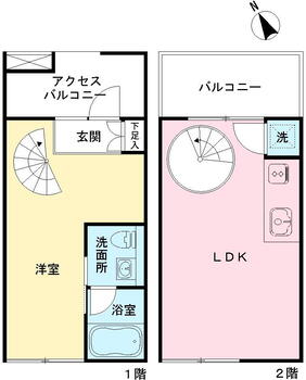 コートレミージュ中河原 1LDK、価格2380万円、専有面積45.6m<sup>2</sup>、バルコニー面積5.1m<sup>2</sup> 