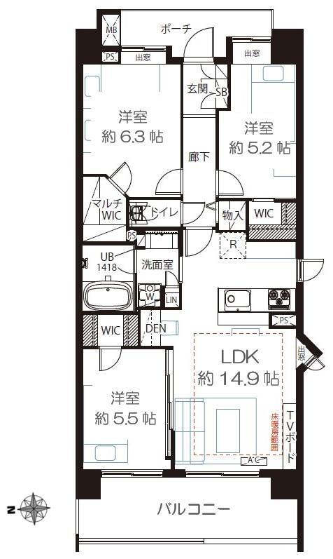 コスモシティ東京イースト（１３階／１５階建） 13階 3LDK 物件詳細