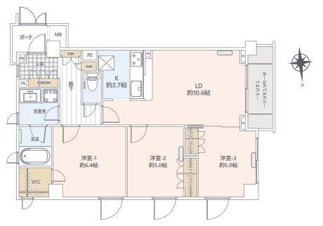 クレストフォルム鷺ノ宮ブライトステージ　４階建て３階部分 3階 3LDK 物件詳細
