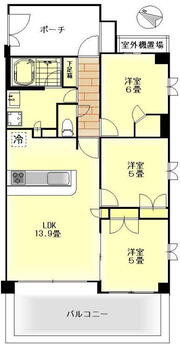 ヴェレーナ磯子 3LDK、価格3480万円、専有面積65.77m<sup>2</sup>、バルコニー面積10.85m<sup>2</sup> 