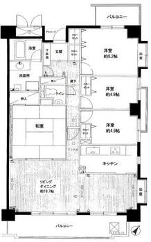 ライオンズガーデン花崎Ｊ棟 4LDK、価格1480万円、専有面積108.43m<sup>2</sup>、バルコニー面積16.9m<sup>2</sup> 