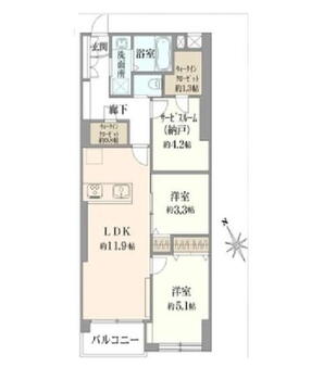 上板橋ハウス 2LDK+S（納戸）、価格3199万円、専有面積59.43m<sup>2</sup>、バルコニー面積2.99m<sup>2</sup> 