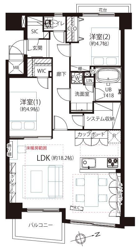 アパガーデンズ新宿戸山公園（４階／１１階建） 4階 2LDK 物件詳細