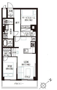 鶯谷上原ハイツ 1LDK+S（納戸）、価格3199万円、専有面積54.51m<sup>2</sup>、バルコニー面積5.95m<sup>2</sup> 